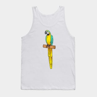 Blue-and-yellow macaw bird cartoon illustration Tank Top